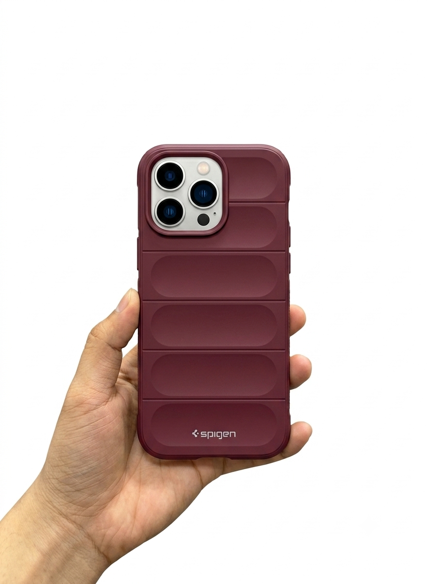 Spigen Rugged Puffer Case for iPhone 15 Pro Max – Burgundy