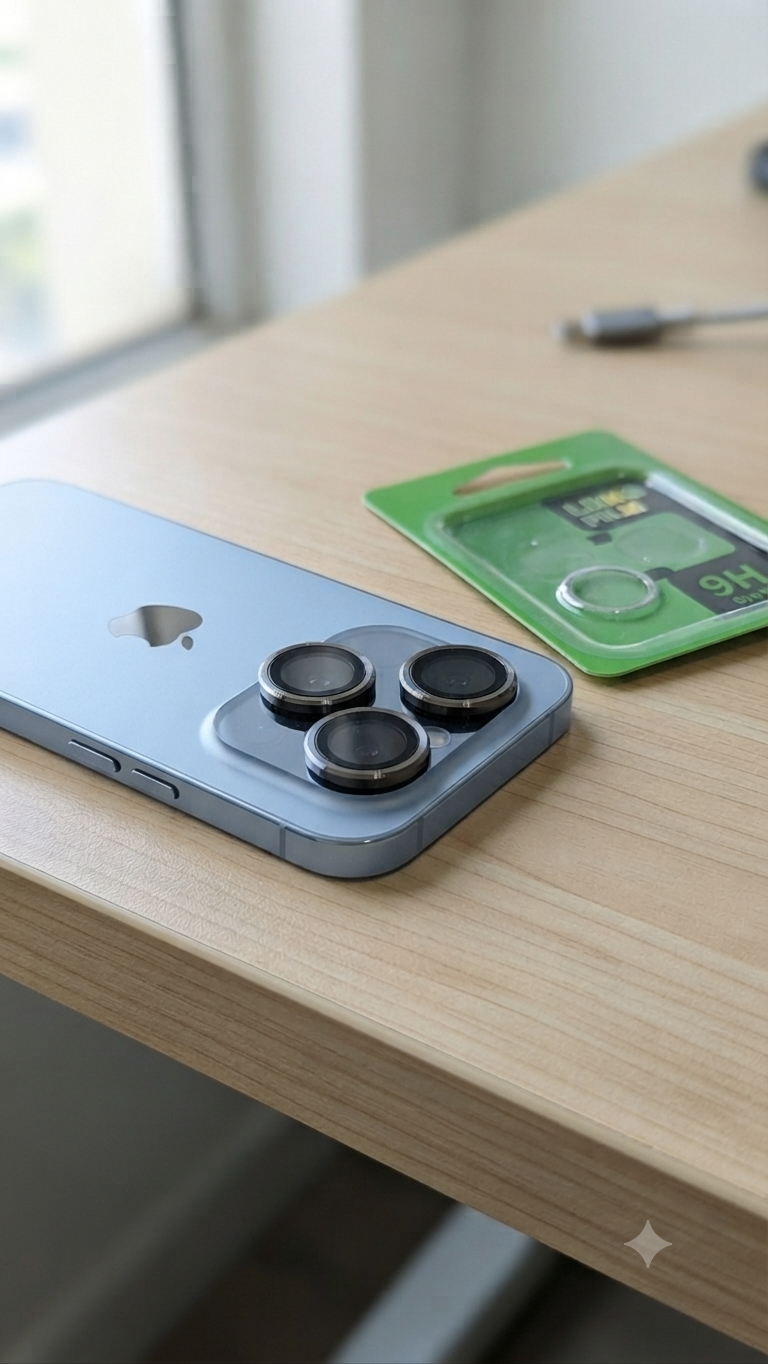 For iPhone Camera Lens Protector Rings Aluminum +Tempered Glass Scratch Resistant