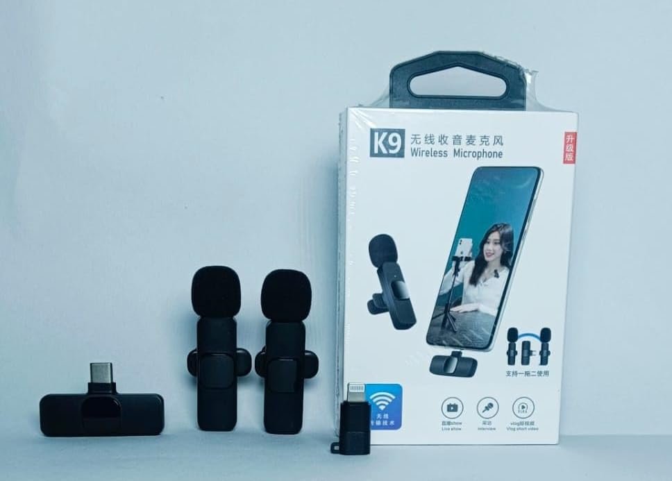 K9 Wireless Microphone for Type C Mobiles and iPhone Collar Mic for YouTube Video Recording Podcast Live Videos Interviews and Conferences