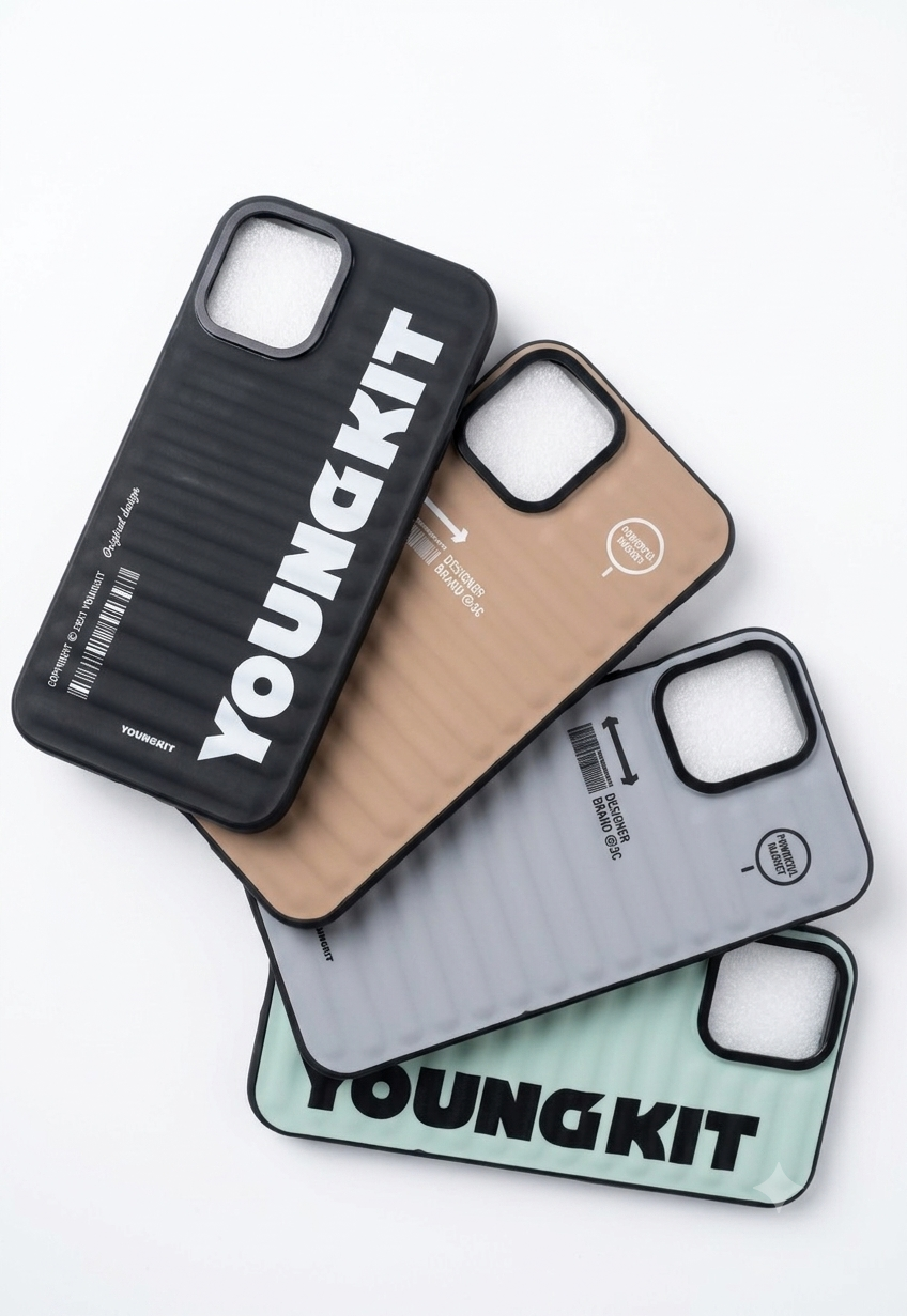 YOUNGKIT Luxury Puffer Jacket Style Shockproof Case for iPhone | Premium Matte Finish Protective Cover (Black, Khaki, Grey, White)