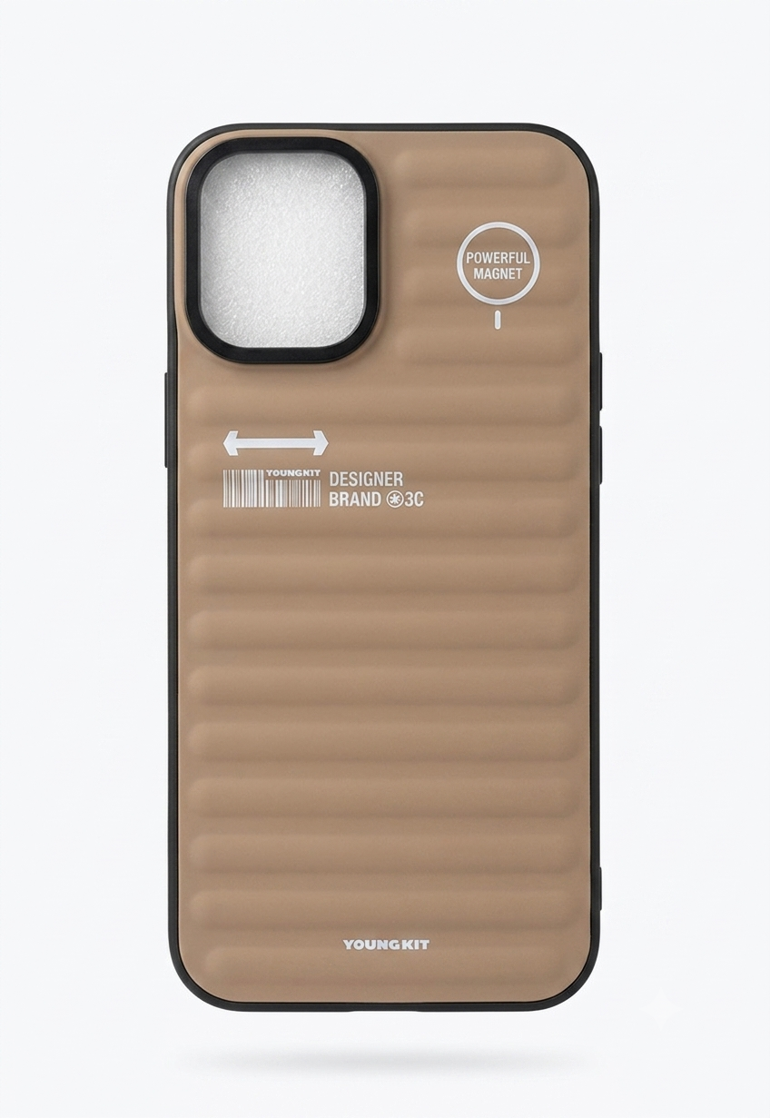YOUNGKIT Luxury Puffer Jacket Style Shockproof Case for iPhone | Premium Matte Finish Protective Cover (Black, Khaki, Grey, White)