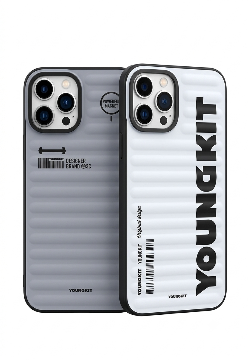 YOUNGKIT Luxury Puffer Jacket Style Shockproof Case for iPhone | Premium Matte Finish Protective Cover (Black, Khaki, Grey, White)