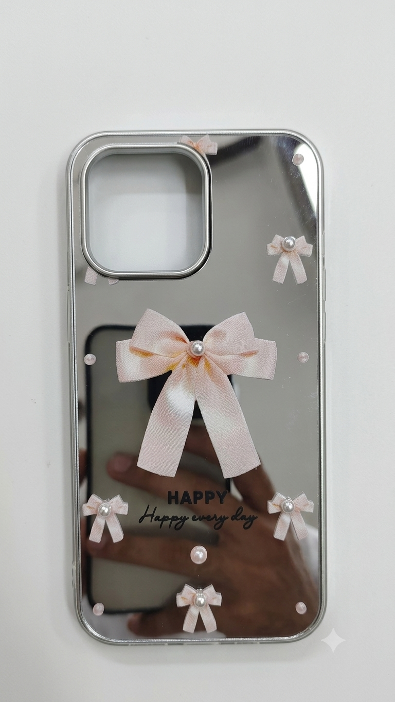 Mirror Butterfly Case with Rhinestone Accents – iPhone 15 Pro Max