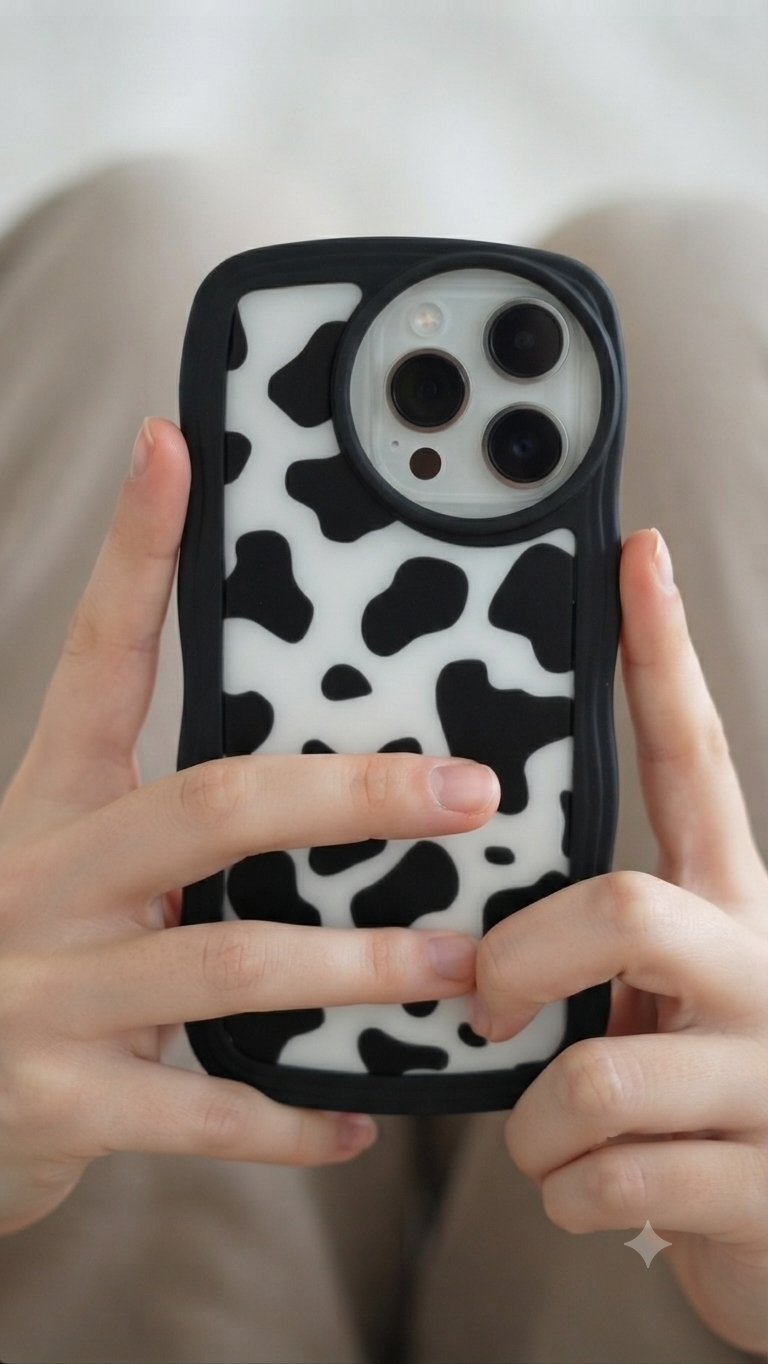 Iphone 14 Pro Max Cow Print,Blue Flame Artistic Case