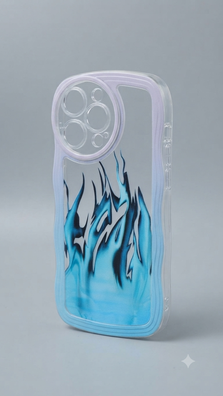 Iphone 14 Pro Max Cow Print,Blue Flame Artistic Case