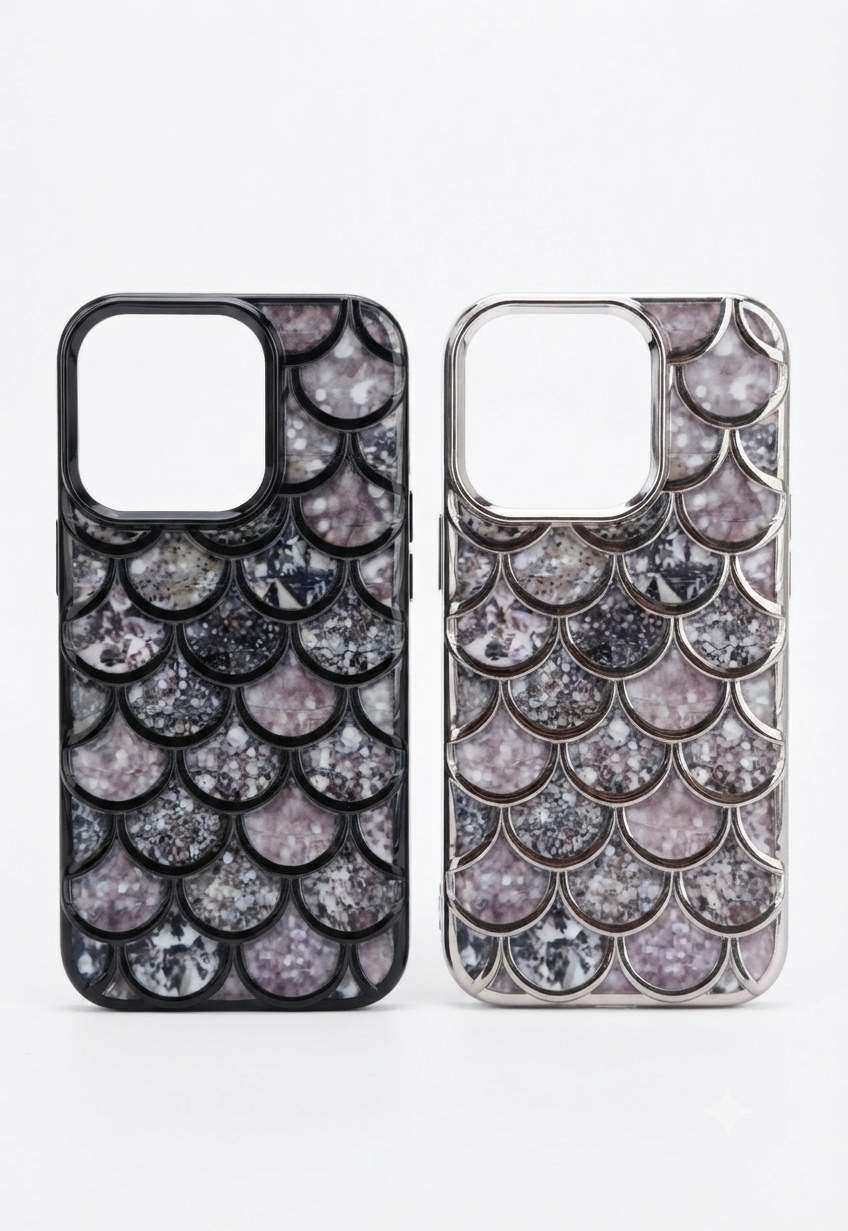 Trendy Bling Diamond Soft Borders Fency Tempared Glass Case/Silver Black fancy stoon case