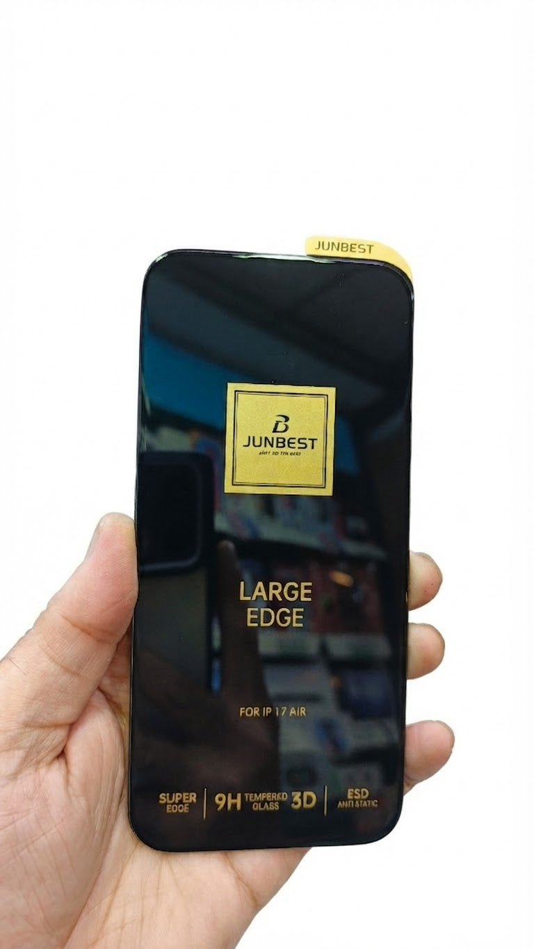 Junbest "Large Edge" full-coverage screen protector designed for the iPhone 17 Air.