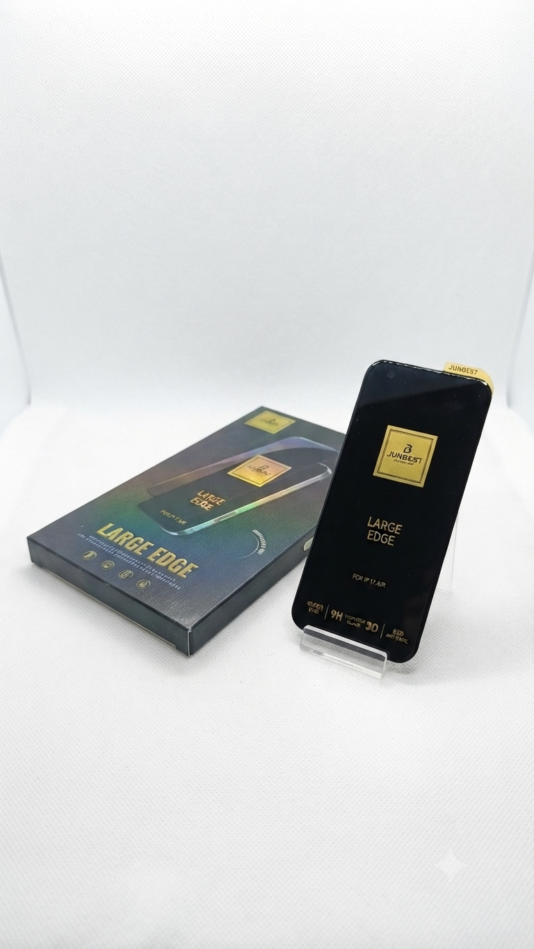 Junbest "Large Edge" full-coverage screen protector designed for the iPhone 17 Air.