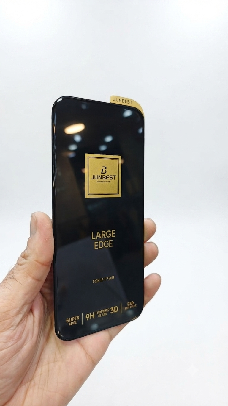 Junbest "Large Edge" full-coverage screen protector designed for the iPhone 17 Air.