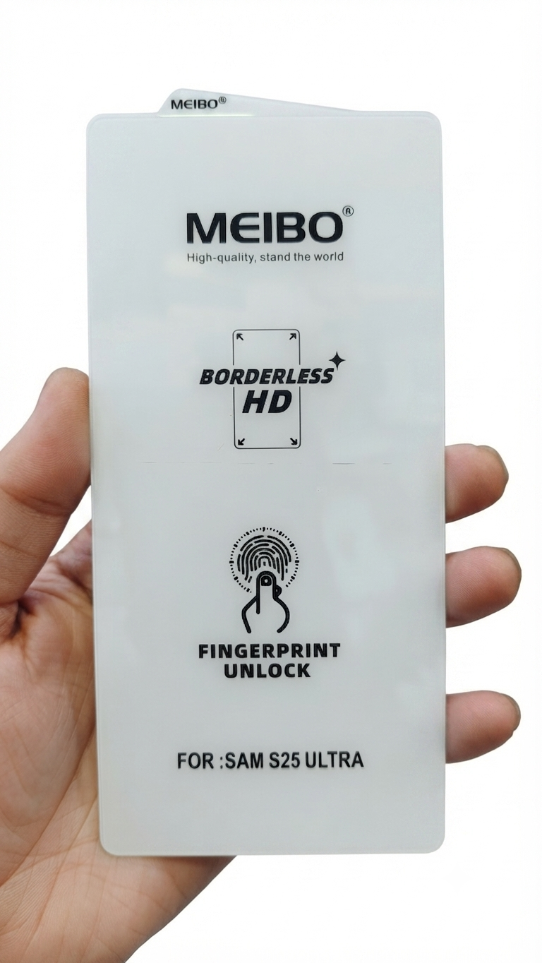 Meibo "Borderless HD" screen protector, specifically engineered for the Samsung S25 Ultra.