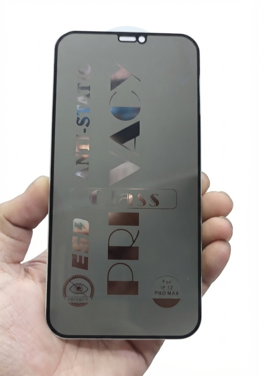 Iphone PRIVACY" branded privacy-focused, anti-static tempered glass screen protector.