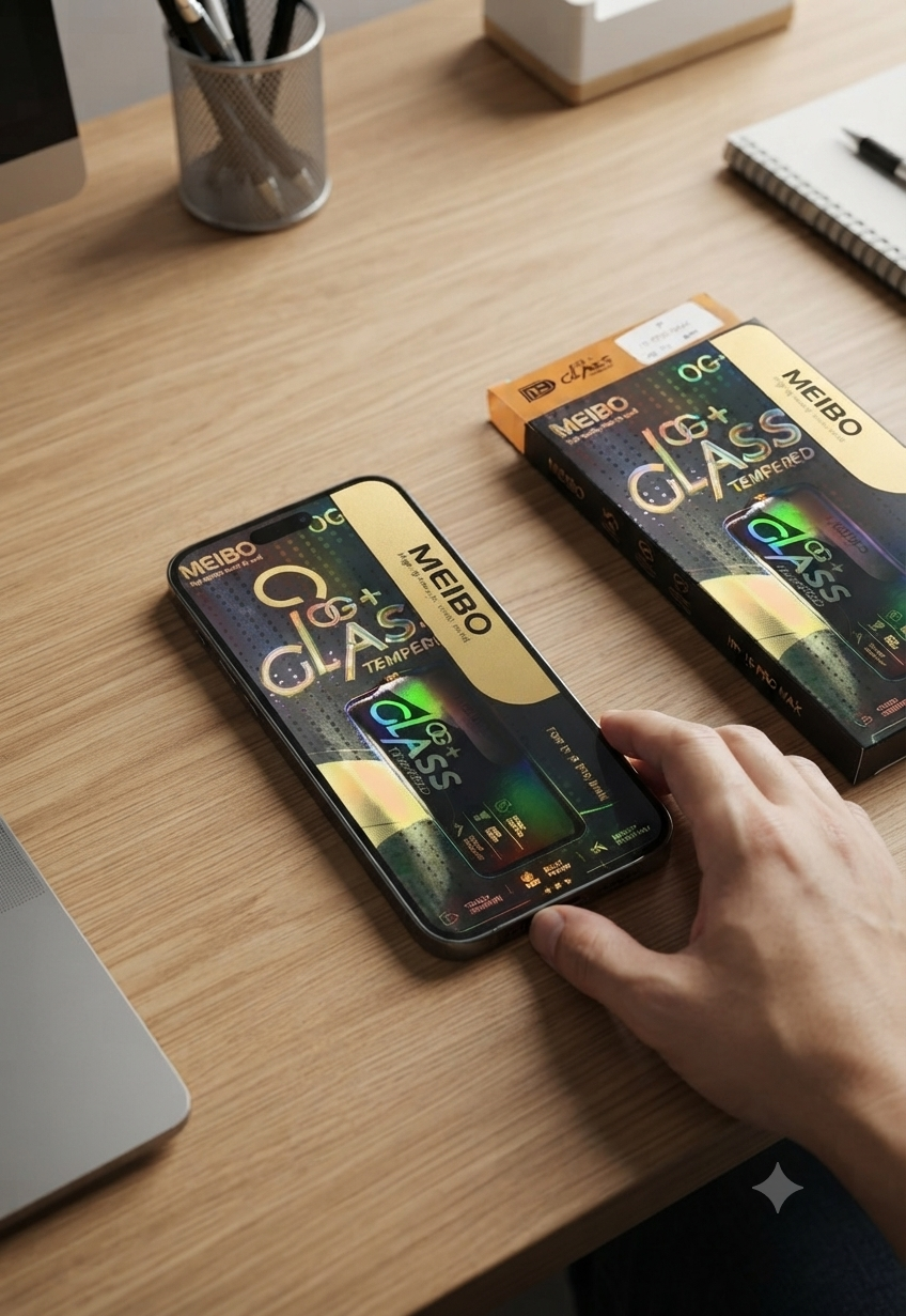 Meibo OG+ tempered glass screen protector designed for the iPhone