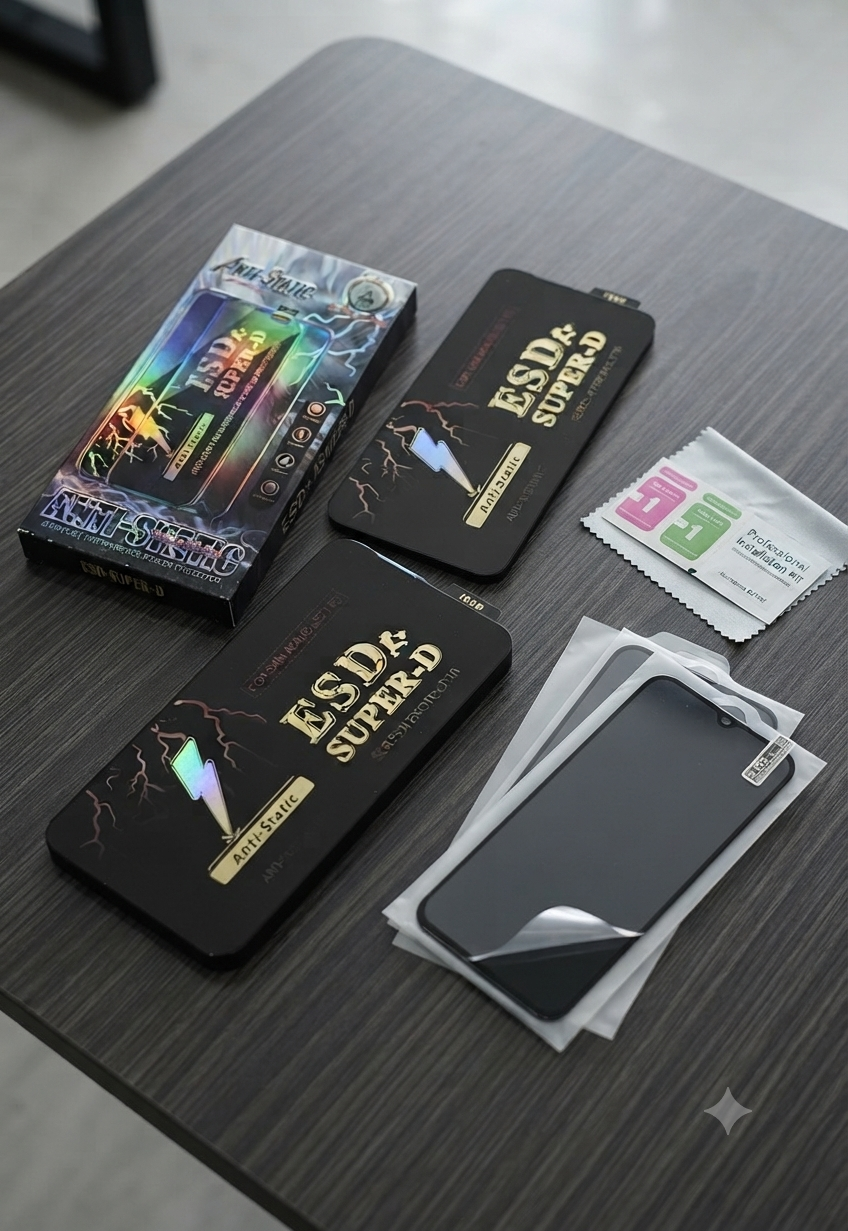 Anti-Static" and "Anti-Dust Interference" screen protector designed for the Samsung A54 (5G) and S23 FE.