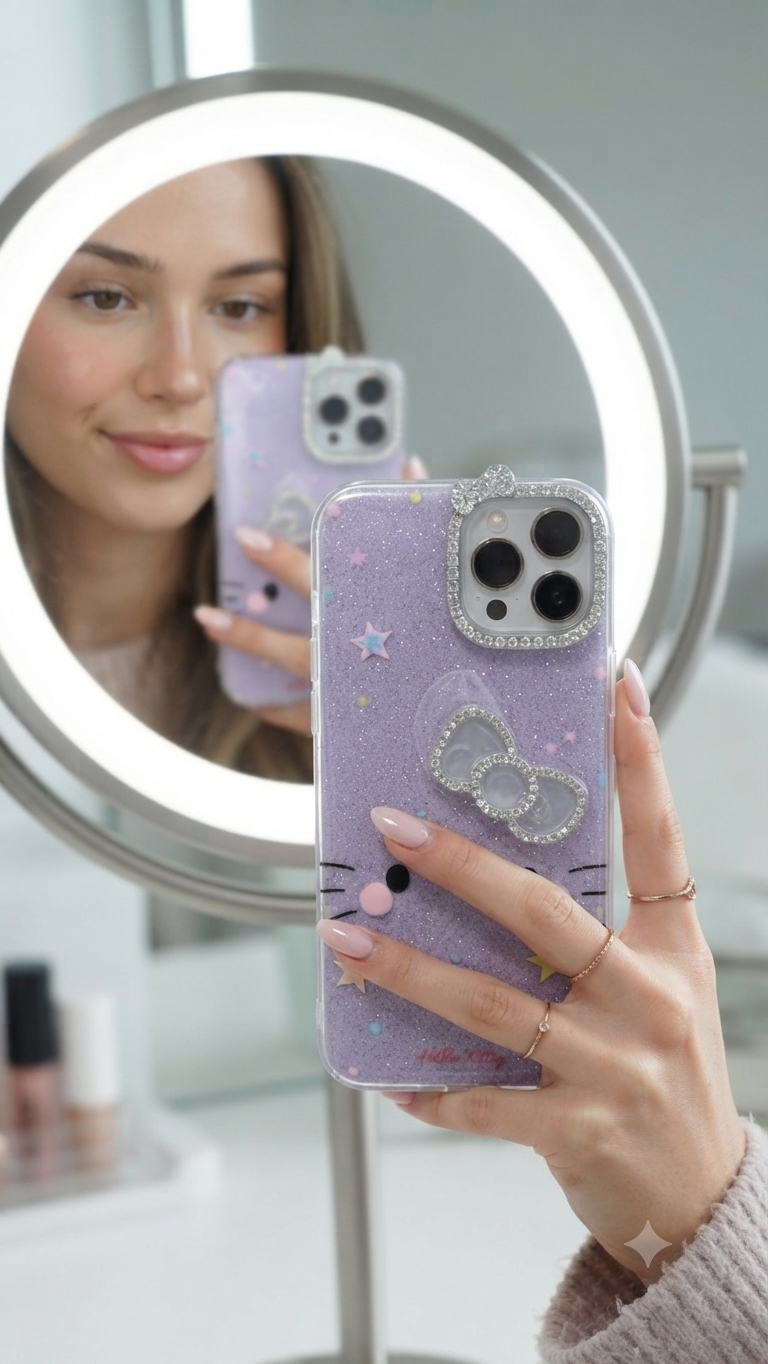 Hello Kitty gileter shimmer Fancy Case for Iphone