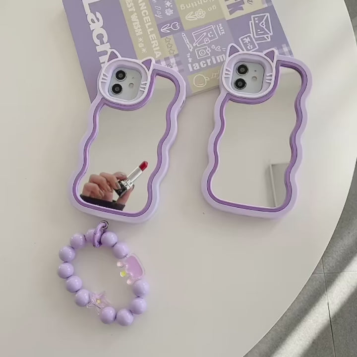 Infinix Smart 9 Cover - Purple - Cute 3D Cartoon Soft Silicone Mirror Case