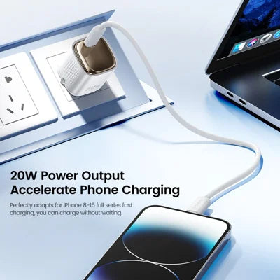 TOOCKI TCT20 PD 20W USB-C Wall Charger Fast Charging Adapter EU Plug - White Best For iphone, Samsung