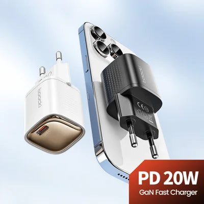 TOOCKI TCT20 PD 20W USB-C Wall Charger Fast Charging Adapter EU Plug - White Best For iphone, Samsung