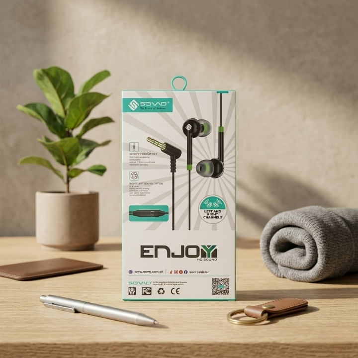 SOVO SH-15 Stereo Earphone Handsfree  High Quality Wired Earphones with Deep Bass, Clear Sound & Comfortable Fit for Calls & Music