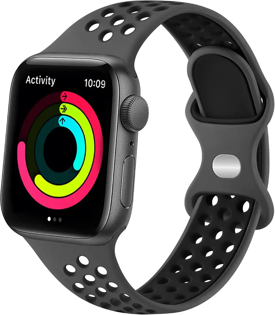 Silicone Band for Apple Watch Bands 41mm 42mm 44mm 45mm,46mm,49mm Soft Adjustable Sport Two Colors Strap for Apple