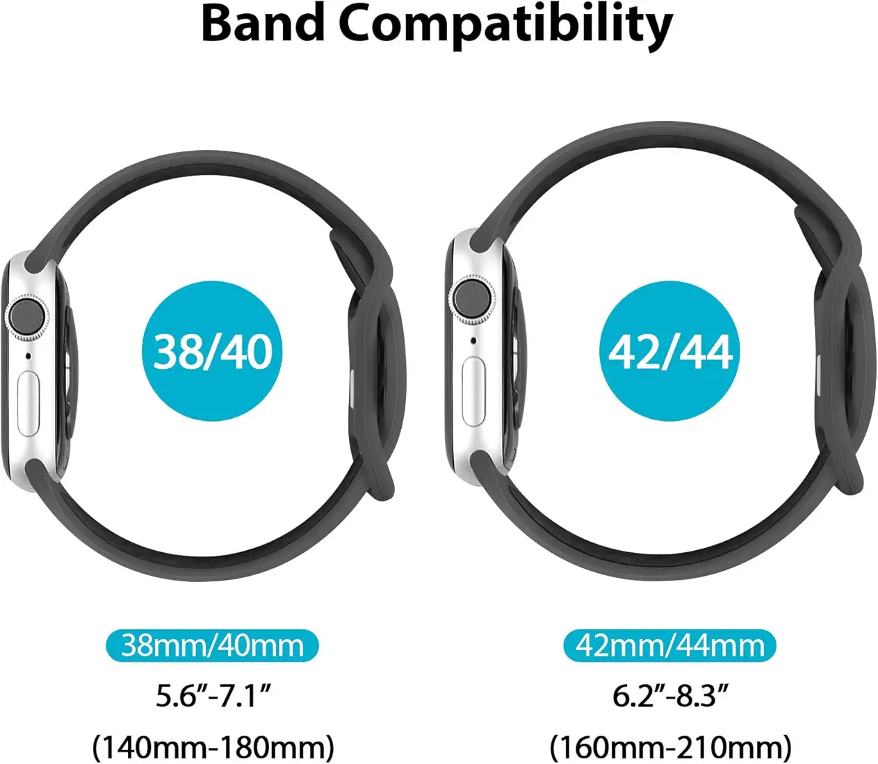 Silicone Band for Apple Watch Bands 41mm 42mm 44mm 45mm,46mm,49mm Soft Adjustable Sport Two Colors Strap for Apple