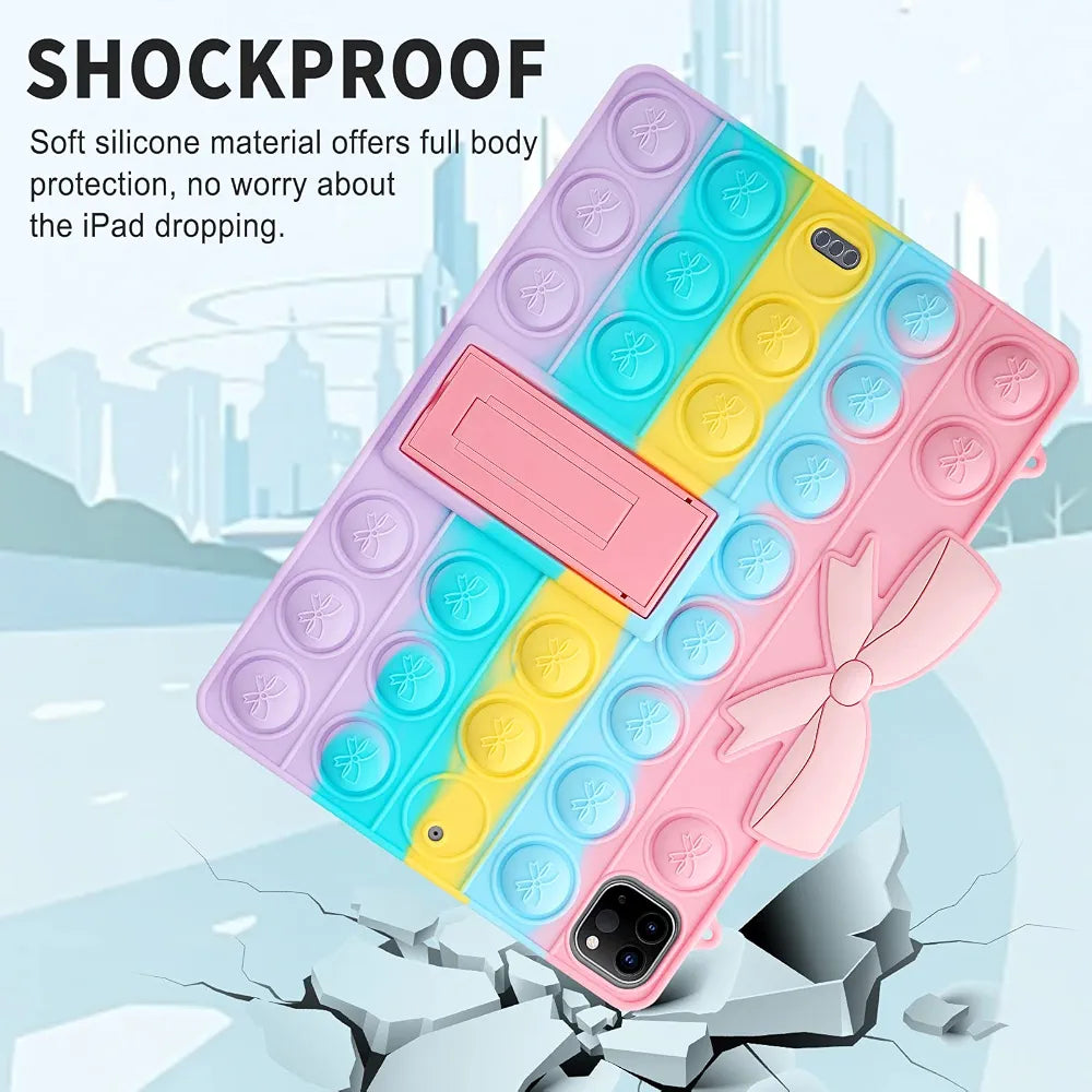 iPad Air Case 4th Generation iPad Pro 11 Case for Girls Women Silicone Fidget Bubble Case with Stand Cover Holder for iPad Air 4th Gen 10.9 inch 2020/ iPad Pro 2021 2020 2018 11 inch