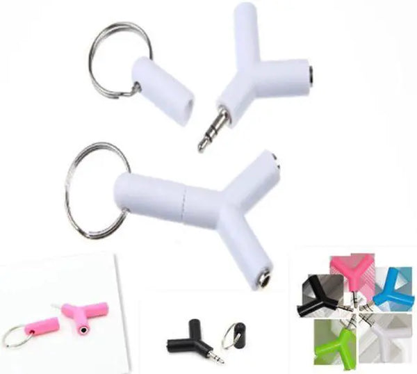 3.5mm (WITHOUT MIC) Y- Shape Audio Splitter Converter Adapter Phone Converter (Android, iOS)