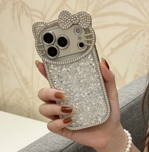 Iphone 17ProMax Cute Cat Shimmery Glitter Stone Case