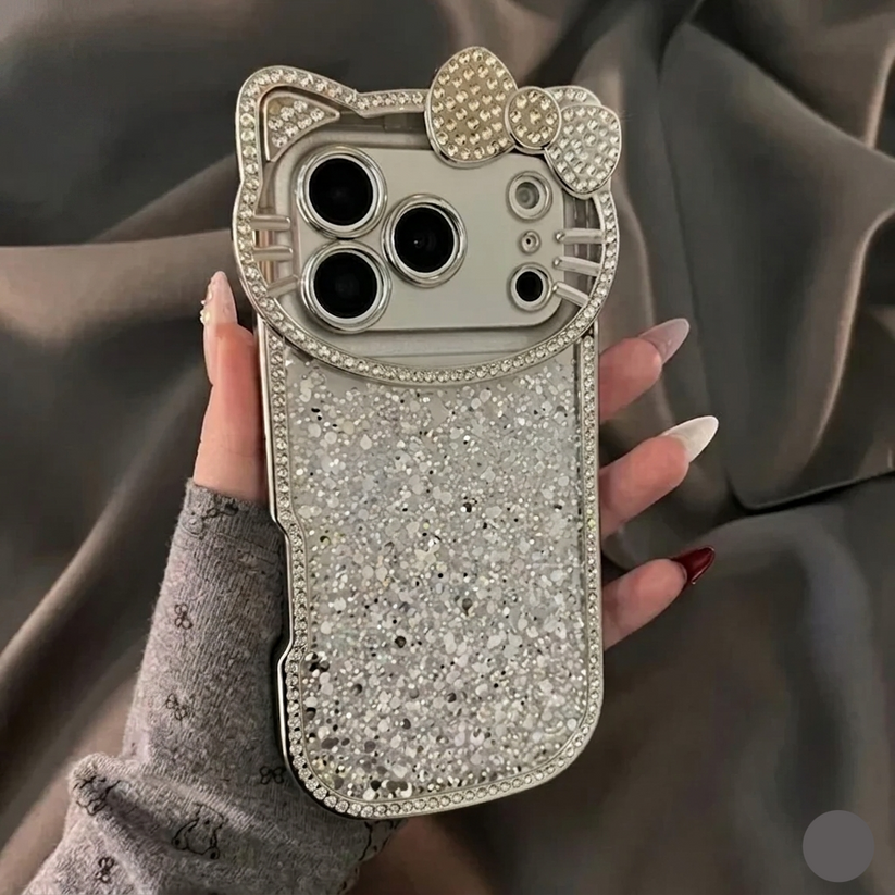 Iphone 17ProMax Cute Cat Shimmery Glitter Stone Case