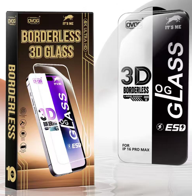 OVOG" branded Borderless 3D Glass screen protector is designed for the Iphone