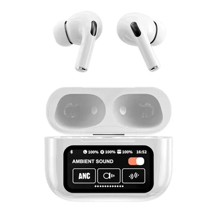 White Wireless Earbuds with Noise Reduction & Touch Control