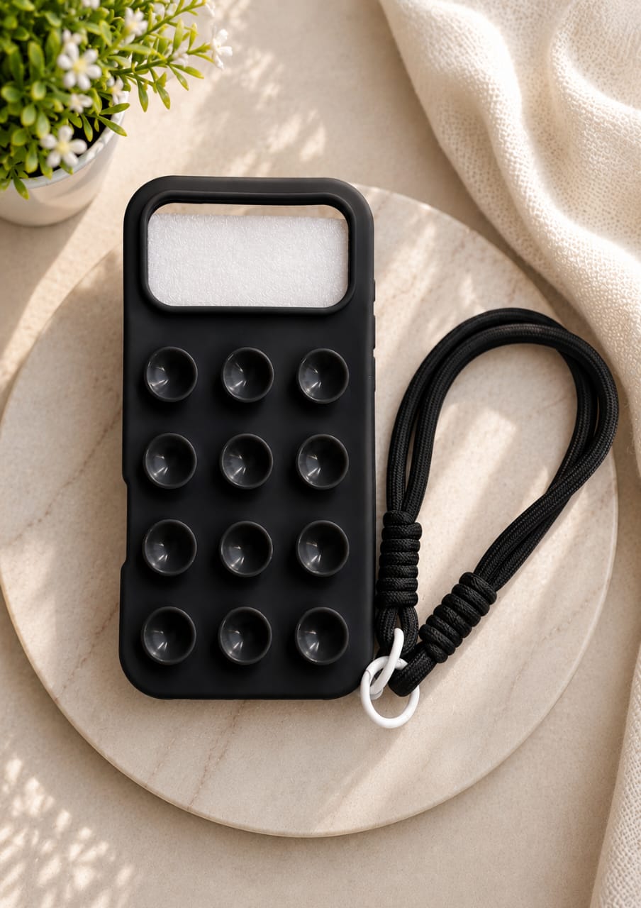 Luxury Suction Grip Silicone Case with Wrist Strap