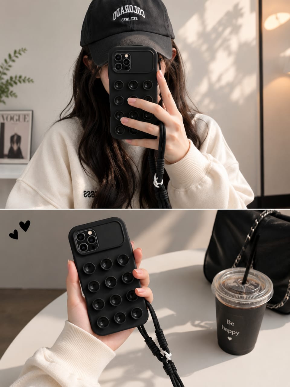Luxury Suction Grip Silicone Case with Wrist Strap