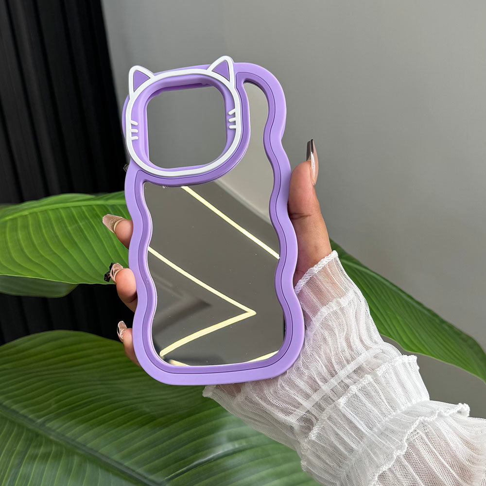 Infinix Smart 9 Cover - Purple - Cute 3D Cartoon Soft Silicone Mirror Case