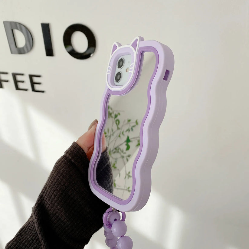 Infinix Smart 9 Cover - Purple - Cute 3D Cartoon Soft Silicone Mirror Case