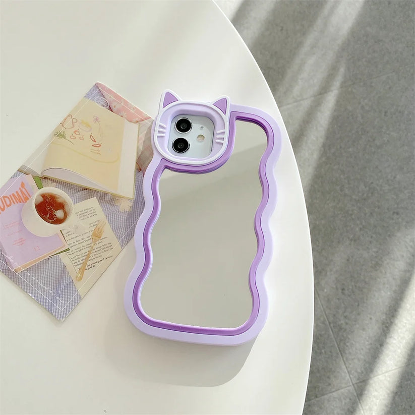 Infinix Smart 9 Cover - Purple - Cute 3D Cartoon Soft Silicone Mirror Case