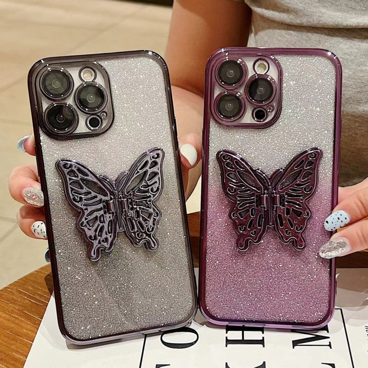 Cases
For iPhone 17 Pro  Electroplated Gradient Glitter 3D Butterfly TPU Phone Case
