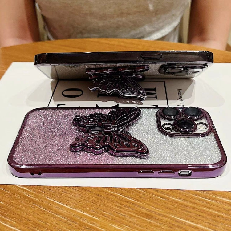 Cases
For iPhone 17 Pro  Electroplated Gradient Glitter 3D Butterfly TPU Phone Case