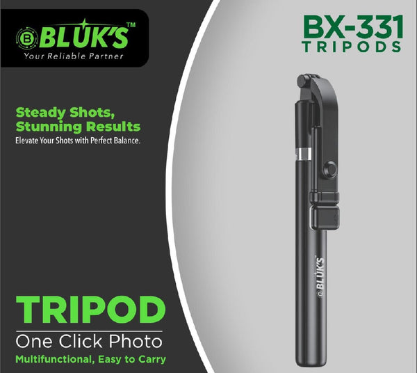 Bluks BX-331 1700mm Selfie Stick Tripod With Bluetooth Remote