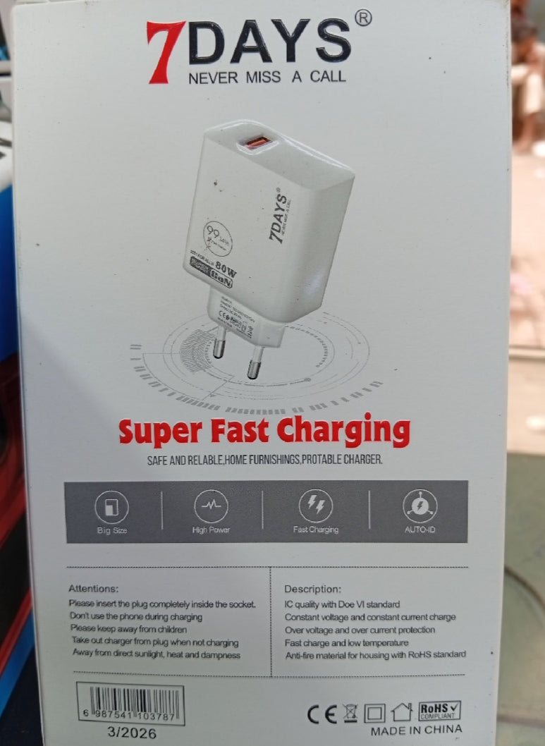 7DAYS "1 FOR ALL" 80W Fast Charger