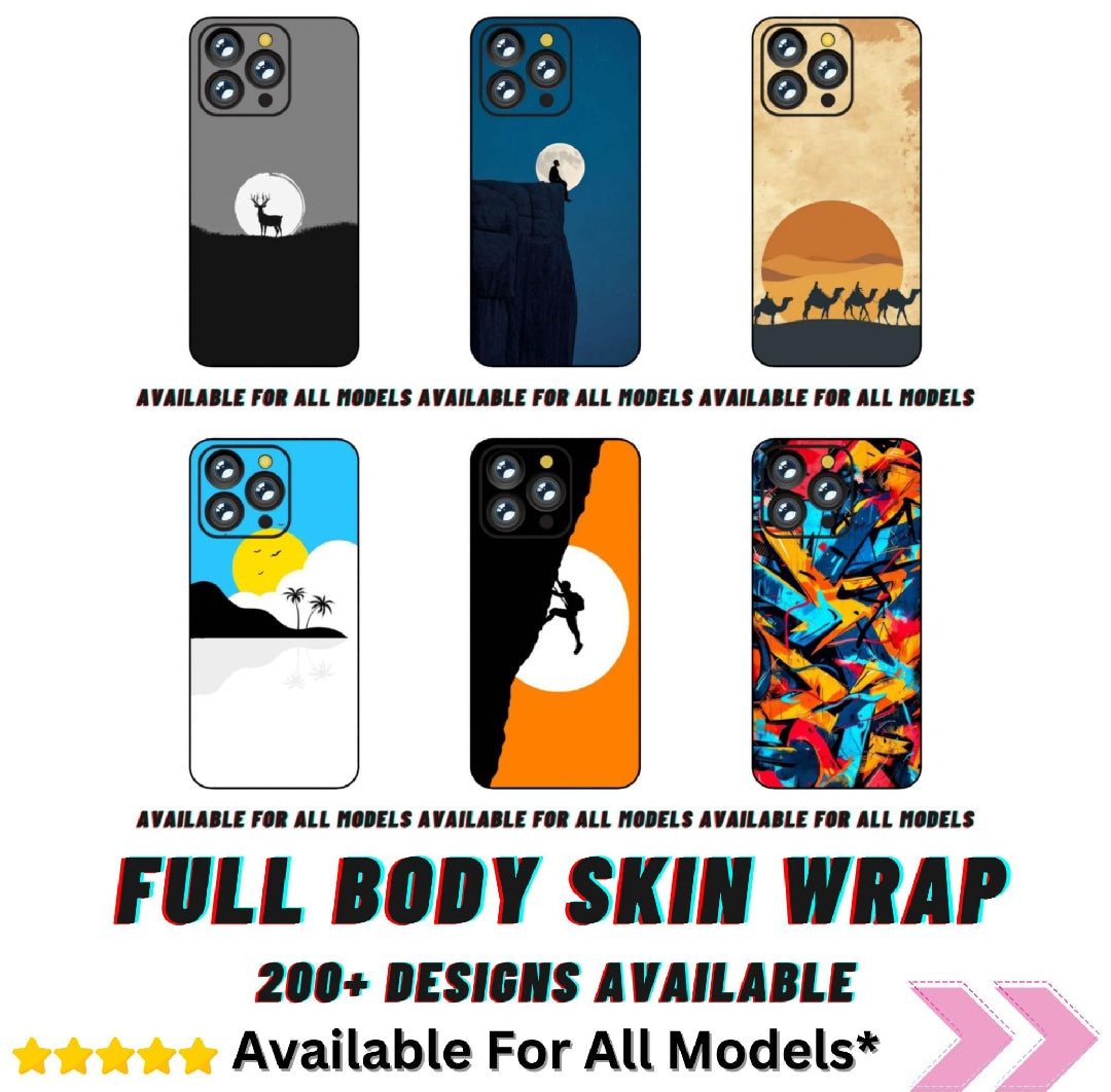 Premium Quality 3D Print Back Full Body Skin Wrap for All Models Samsung,Apple,sego,itel,Infinix,Oppo,vivo, Tecno,