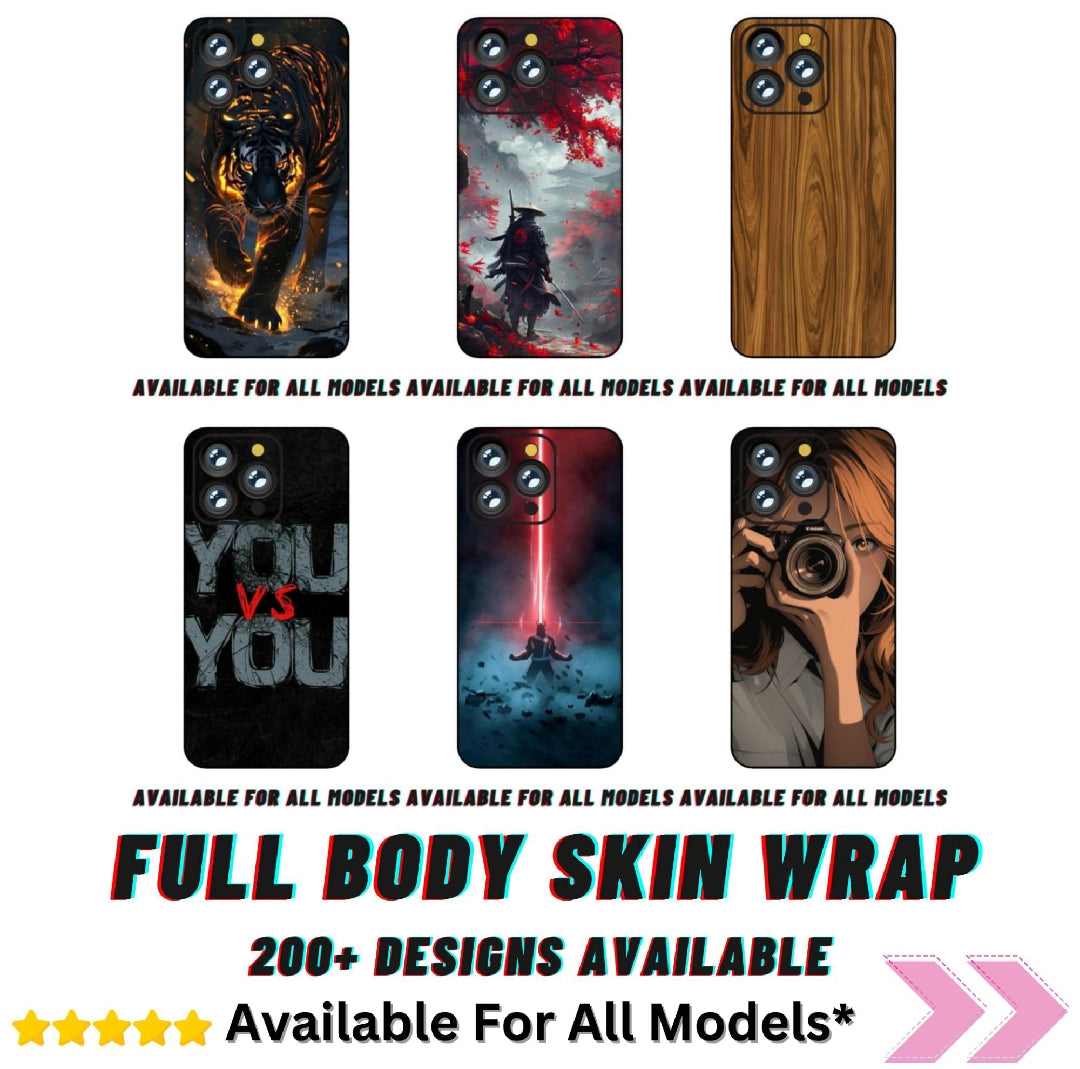 Premium Quality 3D Print Back Full Body Skin Wrap for All Models Samsung,Apple,sego,itel,Infinix,Oppo,vivo, Tecno,