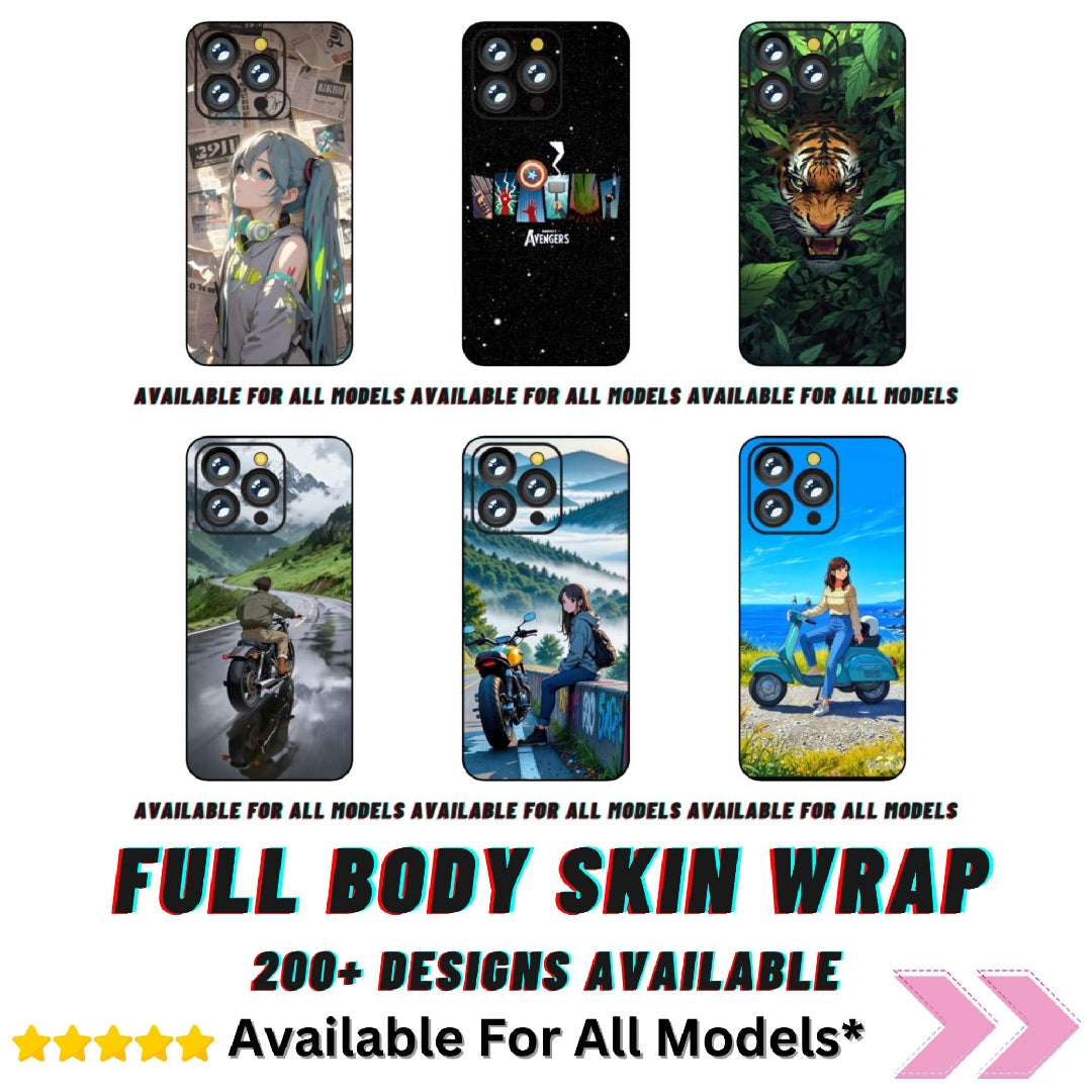 Premium Quality 3D Print Back Full Body Skin Wrap for All Models Samsung,Apple,sego,itel,Infinix,Oppo,vivo, Tecno,