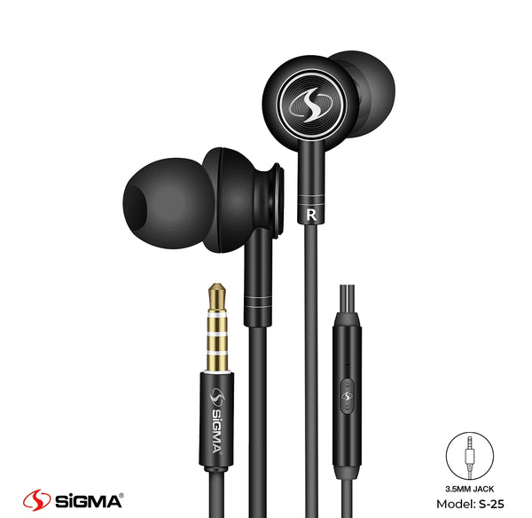 Comfortable Stereo In-ear Earphones with Mic-S25 (Sigma Star Original Handfree) [pink color handfree, Grey color handfree, Black color handfree]