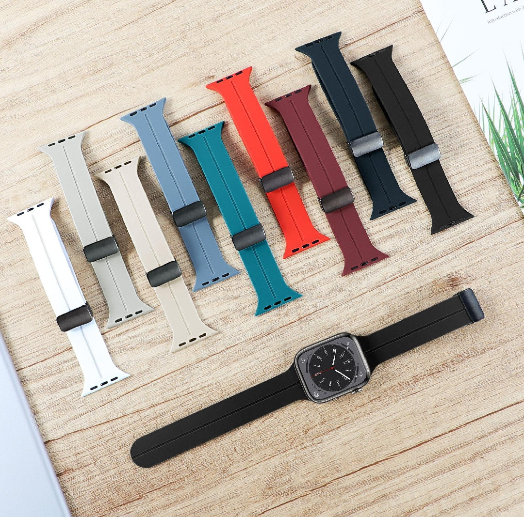 Magnetic-Silicone Straps For 42mm\44mm\45mm\49mm Watch Silicone Watchband With Magnet Buckle High Quality Strap