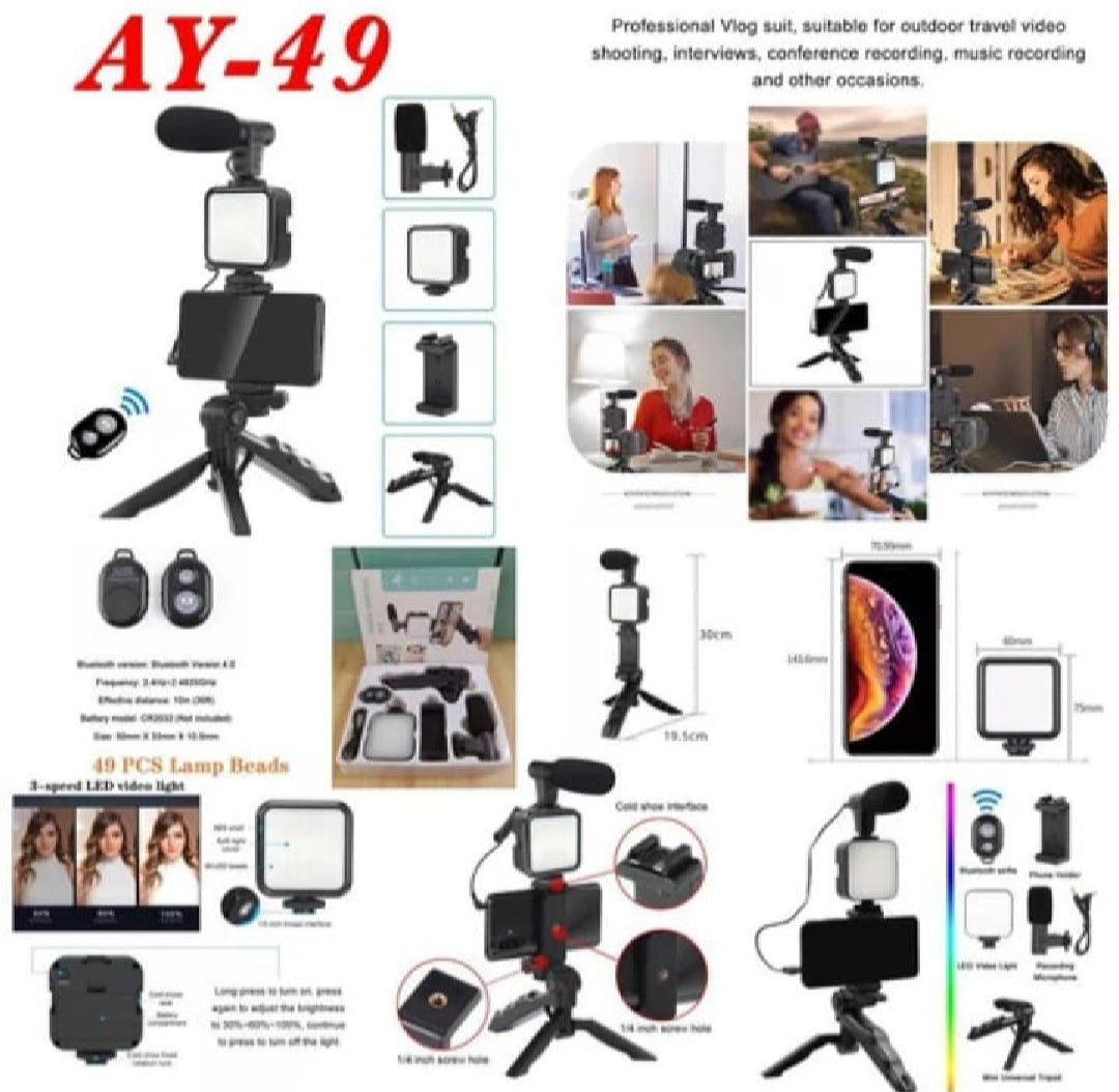 Portable Multipurpose LED  Light with Microphone and Tripod
