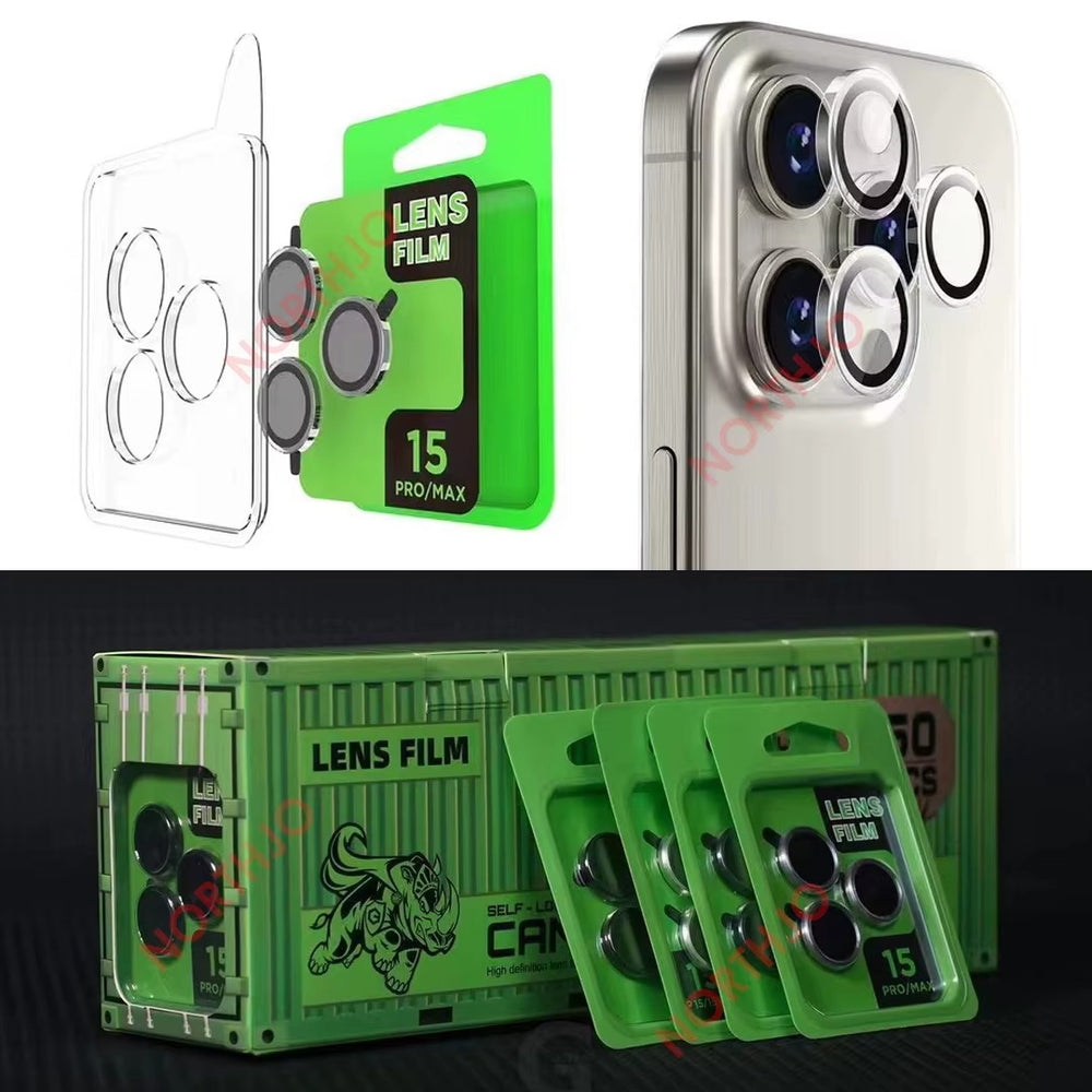 For iPhone Camera Lens Protector Rings Aluminum +Tempered Glass Scratch Resistant