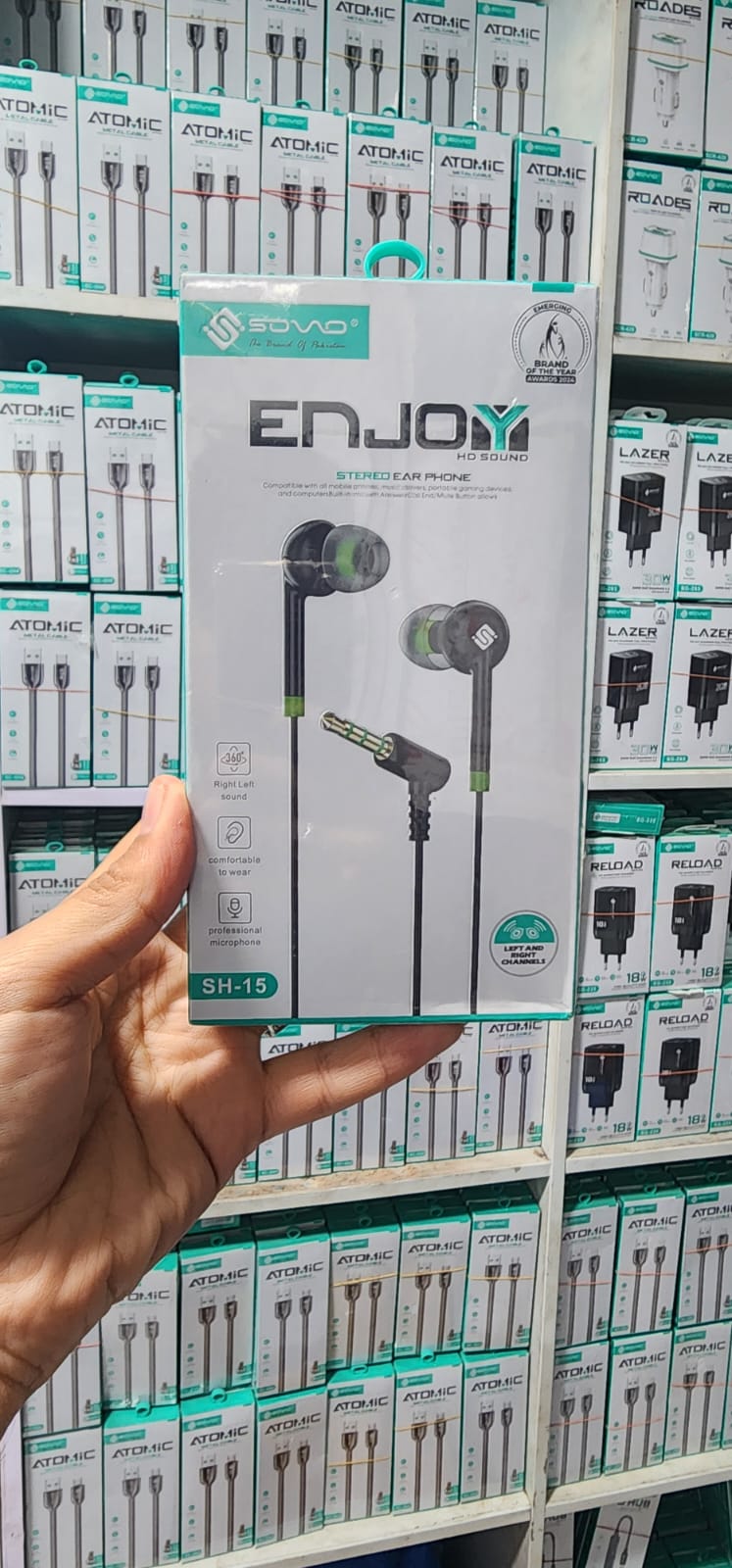 SOVO SH-15 Stereo Earphone Handsfree  High Quality Wired Earphones with Deep Bass, Clear Sound & Comfortable Fit for Calls & Music