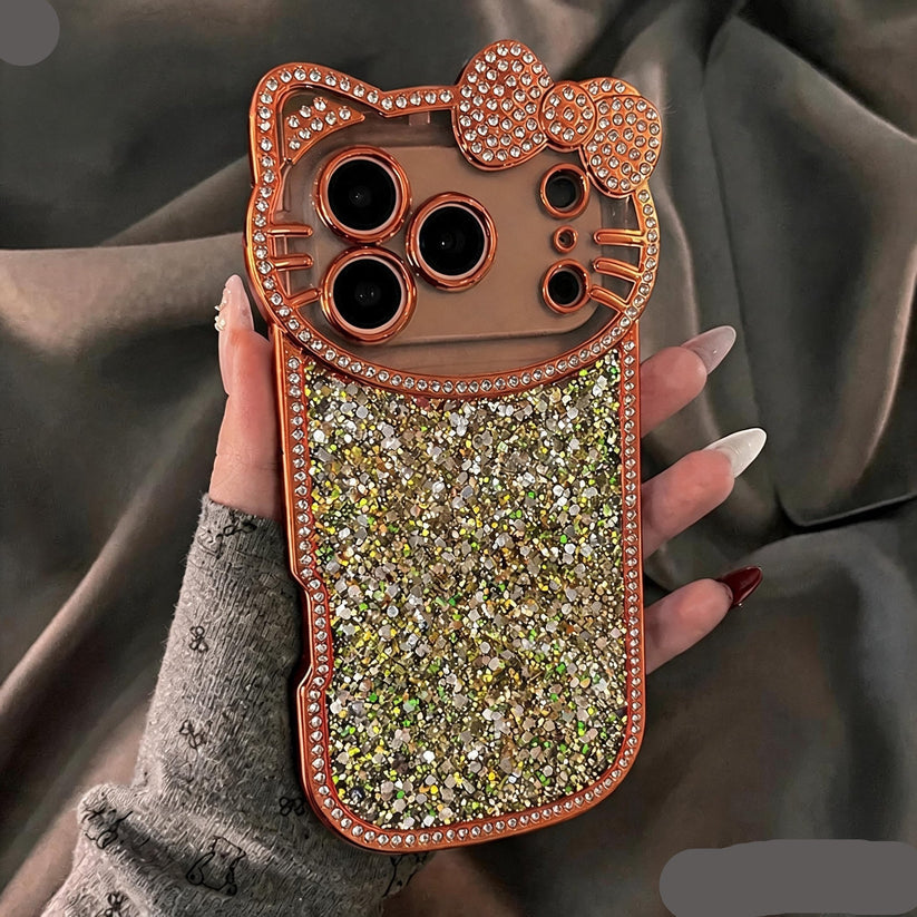 Iphone 17ProMax Cute Cat Shimmery Glitter Stone Case
