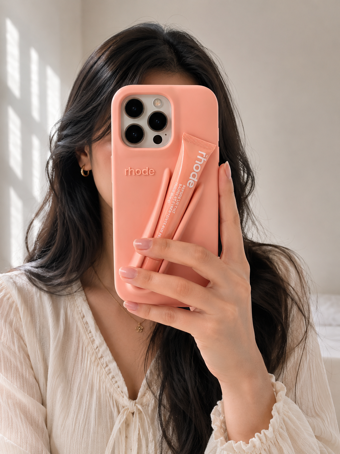 Rhode Lip Tint Holder Silicone Case – Soft Peach