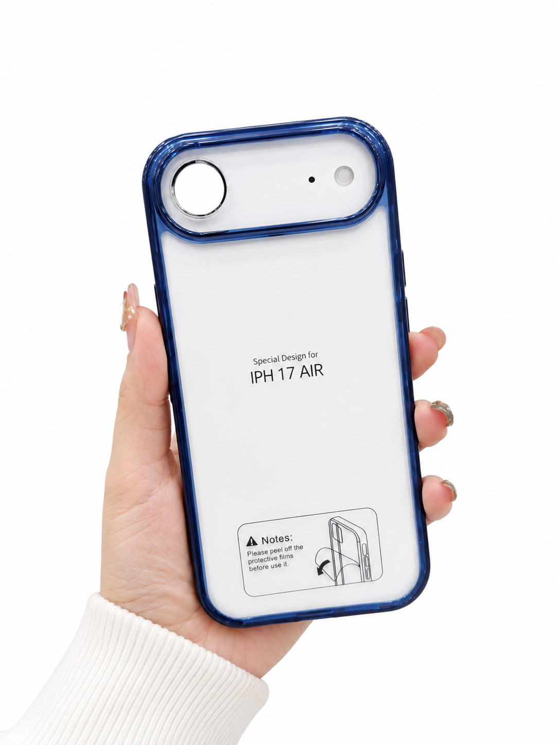 Crystal Clear Shockproof Hybrid High Quality Case for iPhone 17 Air – Blue Frame